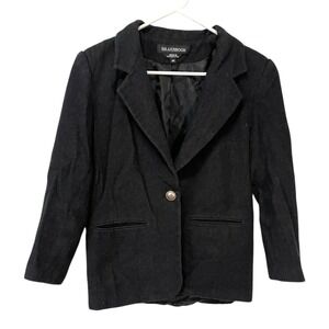 Braebrook 4P Black Wool‎ Blazer Single Button Professional Dark Academia Preppy